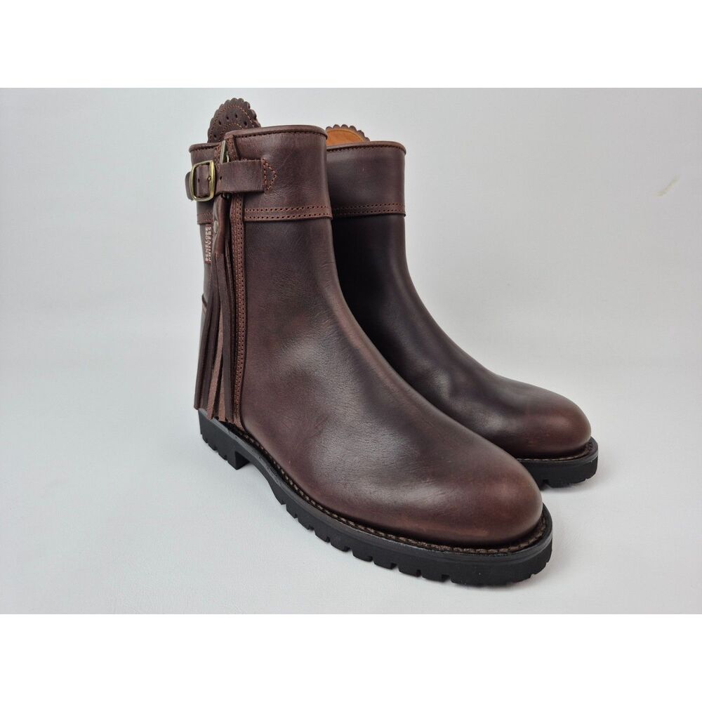 Penelope Chilvers 222 Dark Oak Brown Cropped Leather Tassel Boots Size 37.5
